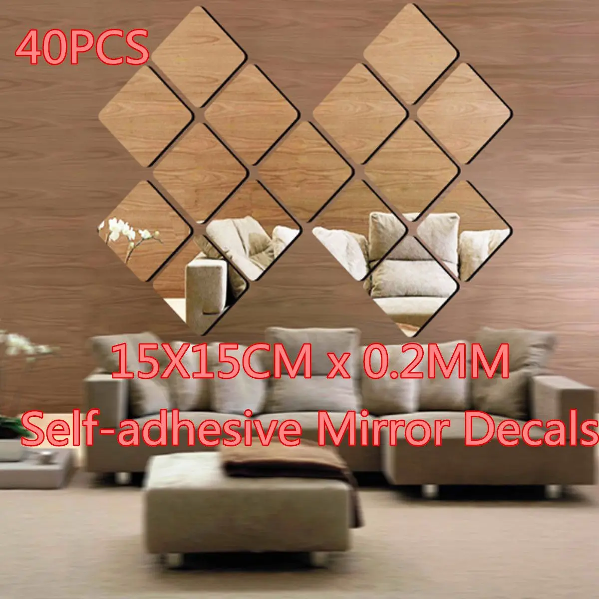 40PCS 3D Mirror Wall Sticker Acrylic Wallpaper Acrylic Wall Stickers Beautiful Acrylic Fashion Home Decor Removable WallPaper