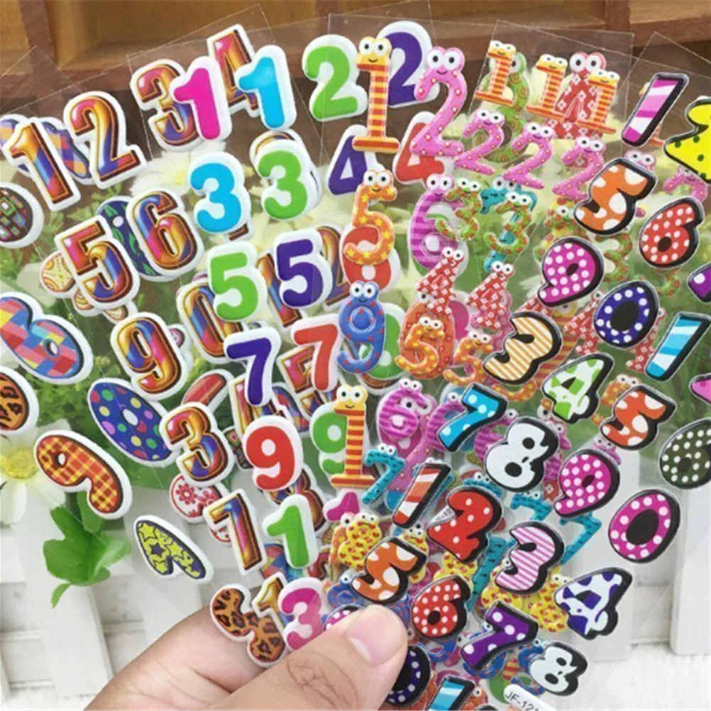

Digital 3D Bubble Stickers Party Supplies Decoration Kids Gift Children Number Stickers Toys 5 Pcs/lot