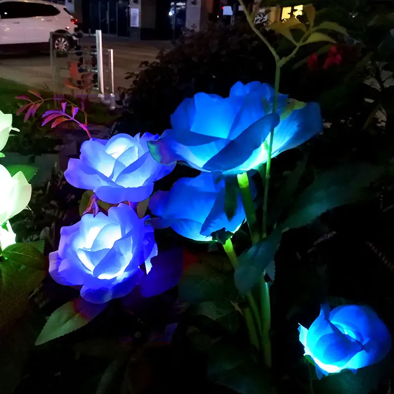 

3 Heads Solar Light Rose Flower Pink Flower Outdoor Waterproof Lawn Light Decorative Solar Light