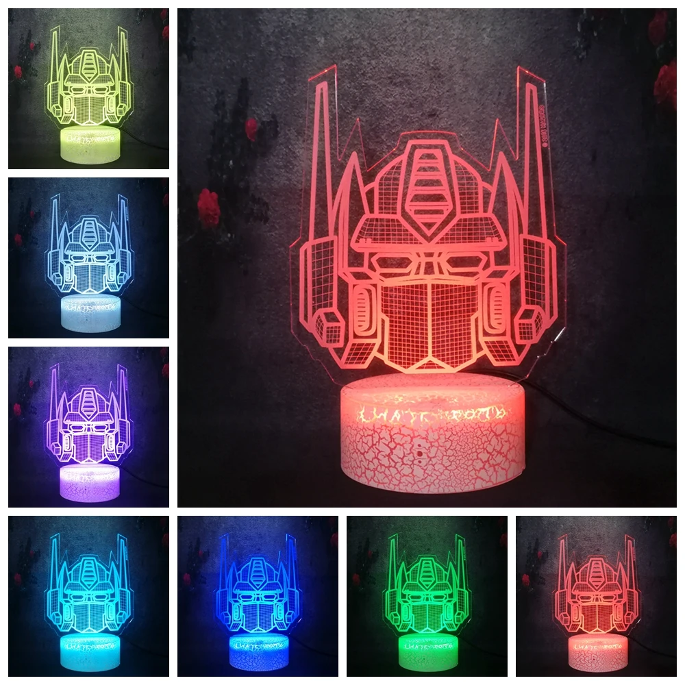 Блестящий креативный 7 цветной светильник с иллюзией трещин ночник мультфильмы