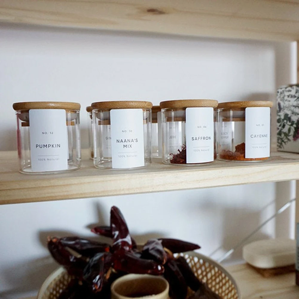 Customize Minimalist Spice Labels Rectangle Modern Kitchen Storage Waterproof Oil Proof Adhesive Sticker | Дом и сад