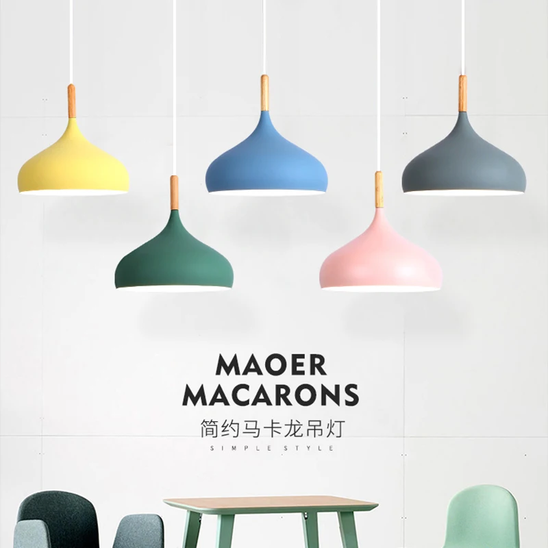 

Nordic modern E27 LED pendant light Creativity Macaron color chandelier indoor home restaurant bedroom bedside living room bar