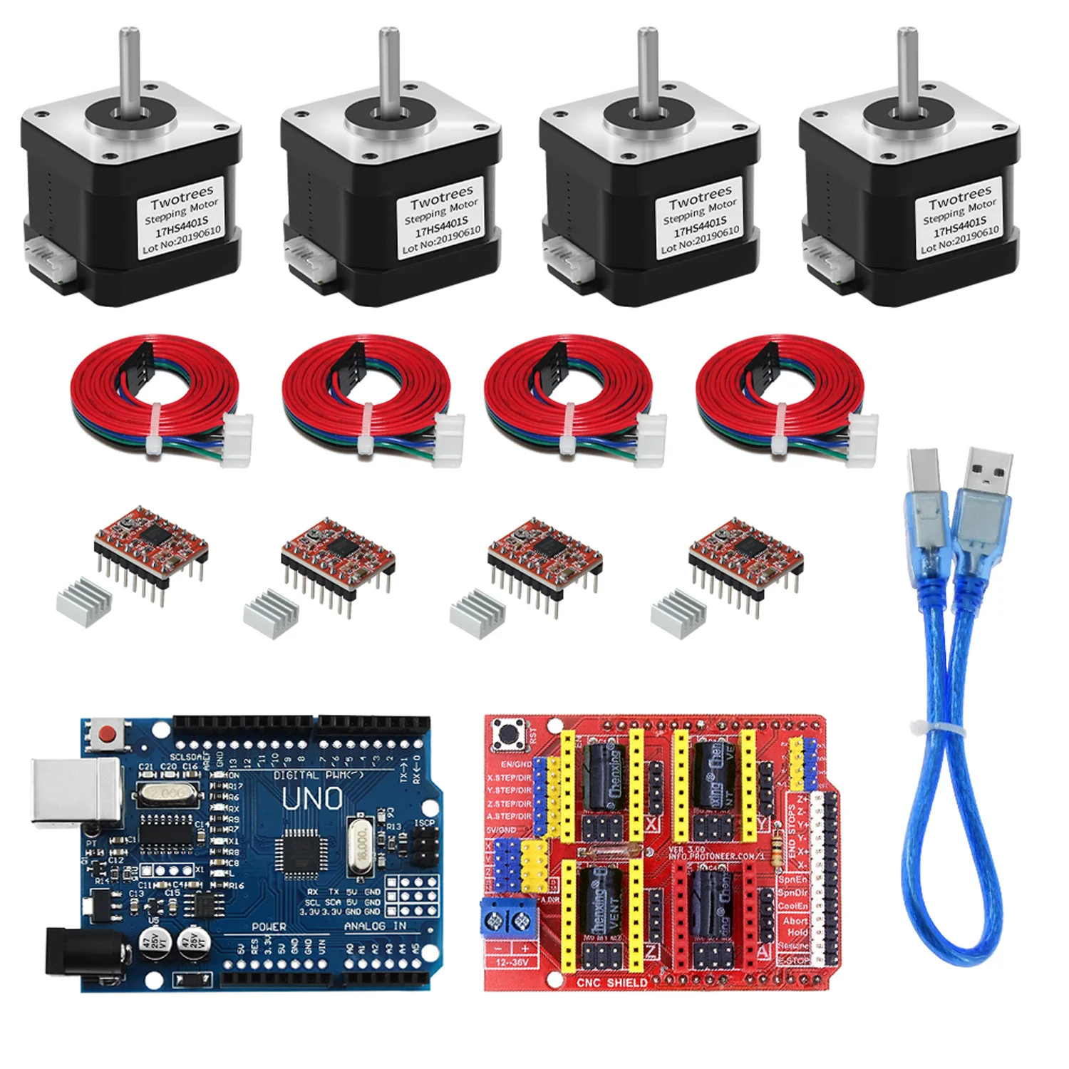 4-приводной шаговый двигатель Nema17 42 + щит ЧПУ V3 запчасти для гравировального