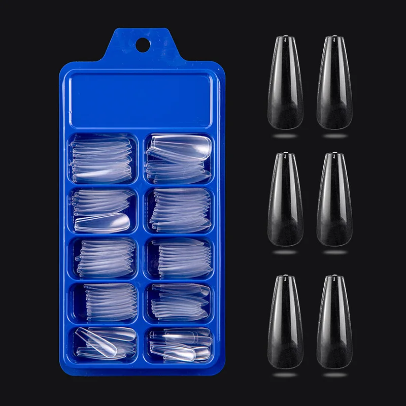 

100pcs False Nails Full Cover Acrylic Ballerina Clear Nail Tips Manicure Extension Press on Nails Capsule Long Coffin Fake Nail