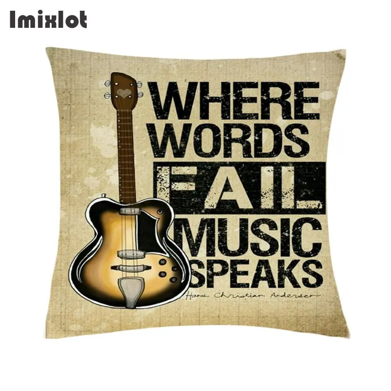 Креативный чехол для подушки с изображением музыкальных заметок наволочка