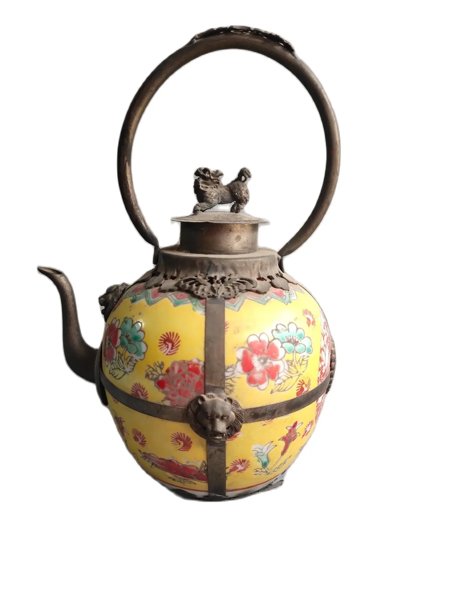 

Китайский Старый стеклянный фарфоровый чайник, горшок для украшения дома/коллекционные поделки для бутылок