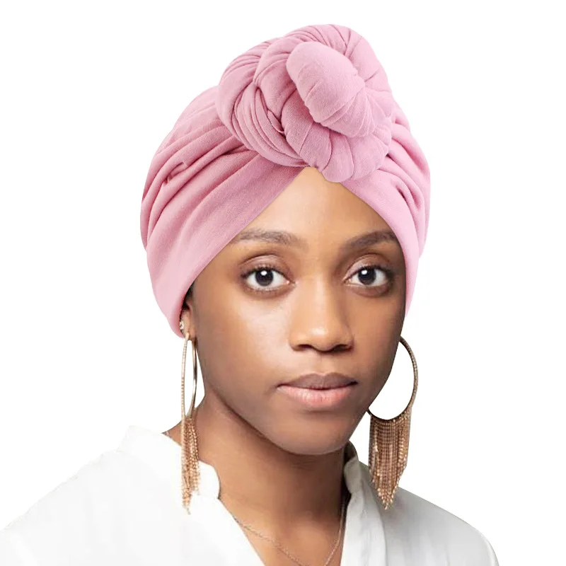 

Ball Hat Donut Bandana Lady's Flower Indian Turban Resuable Foldable Bonnet Hat Night Cap Sleep Head Cover Solid Color