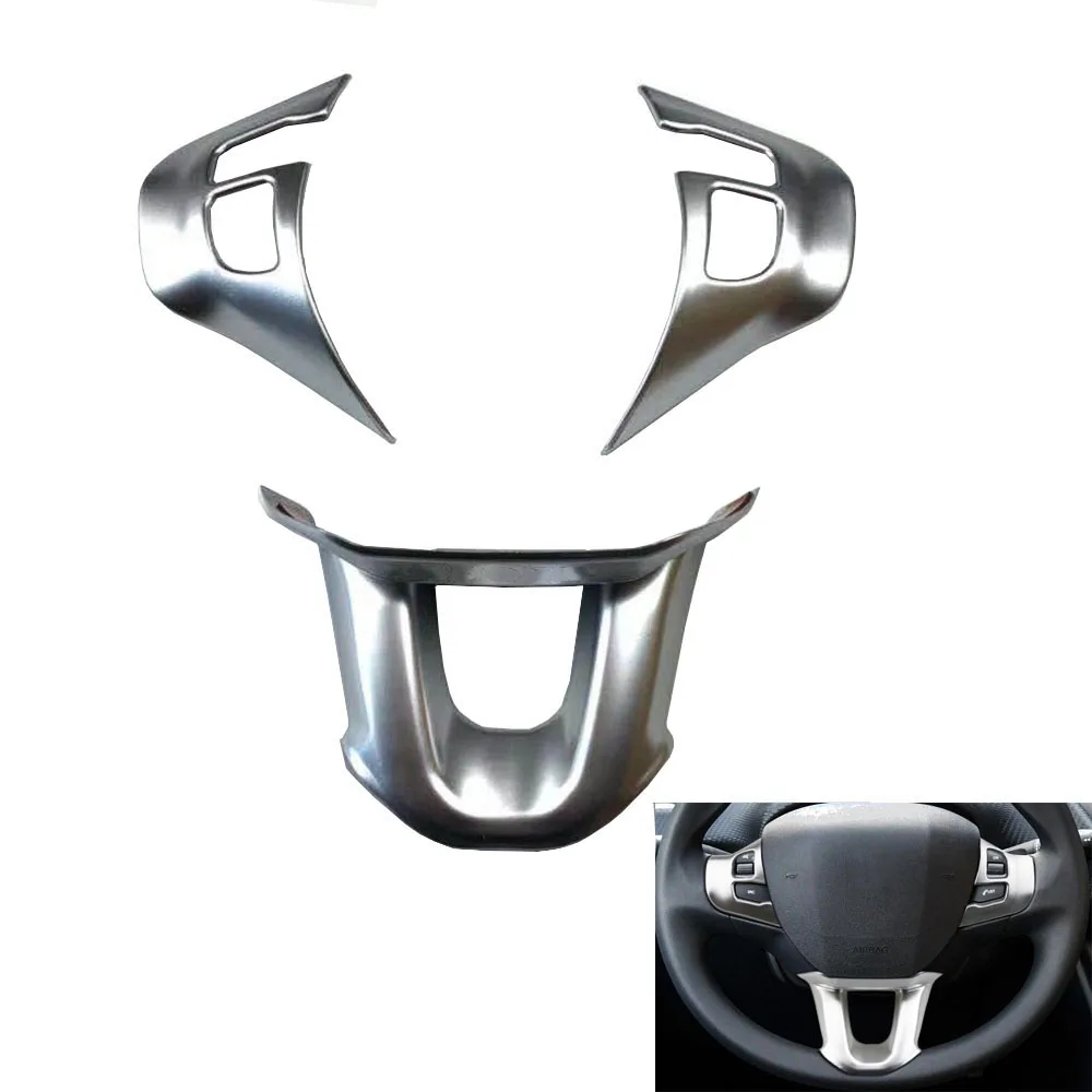 

For Peugeot 2008 208 2014-2018 Steering Wheel Cover Trim Stickers Logo Emblem Chrome Decoration Car Styling