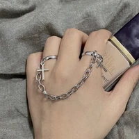 retro punk hip hop cross ring finger chain adjustable 2021 mens womens gothic jewelry rings two link ring jewelry gift