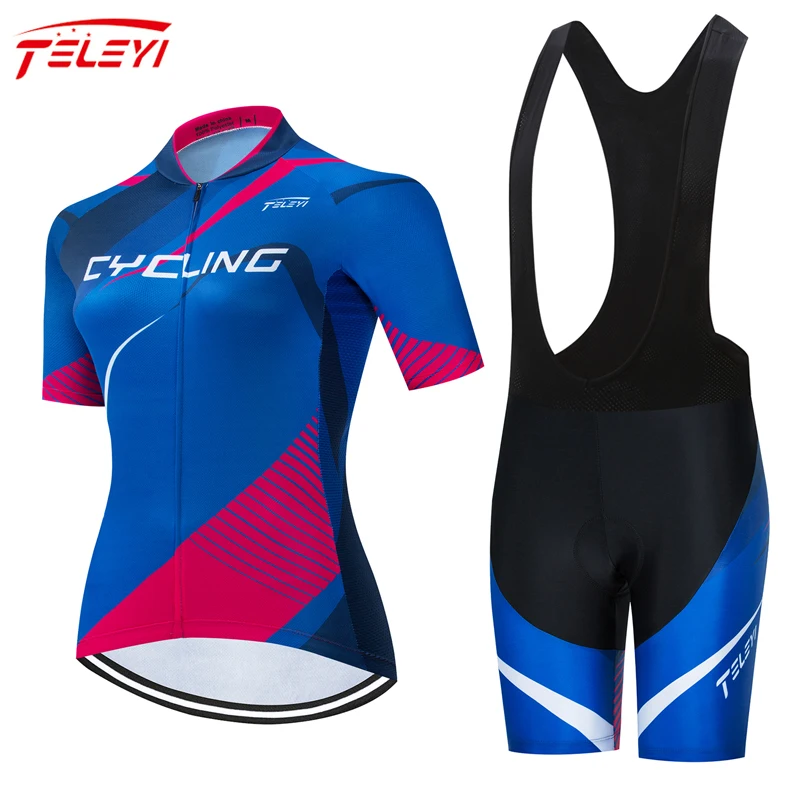 

TELEYI Pro Women Cycling Jersey Set 2021 Summer Bike Clothes MTB Ropa Ciclismo Bicycle Uniforme Maillot Breathable Quick Dry 20D