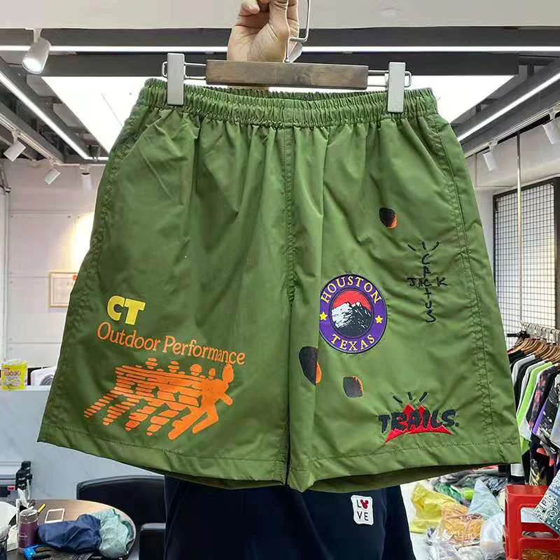 

HOUSTON TEXAS Double Layer Mesh Short For Women Men1:1High Quality Outdoor Performance Cactus Jack Shorts Travis Scott Breeches