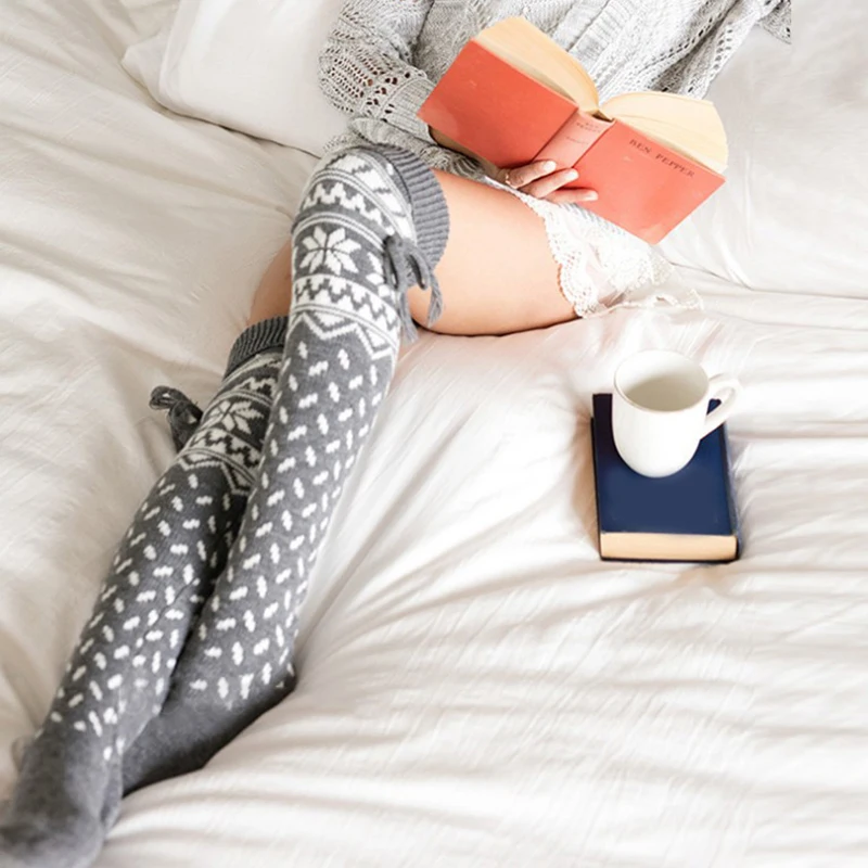 

Women's Christmas Stockings Cable Knit Extra Long Boot Socks Winter Warm Knitted Thigh High Over The Knee Socks Xmas Gift 2021