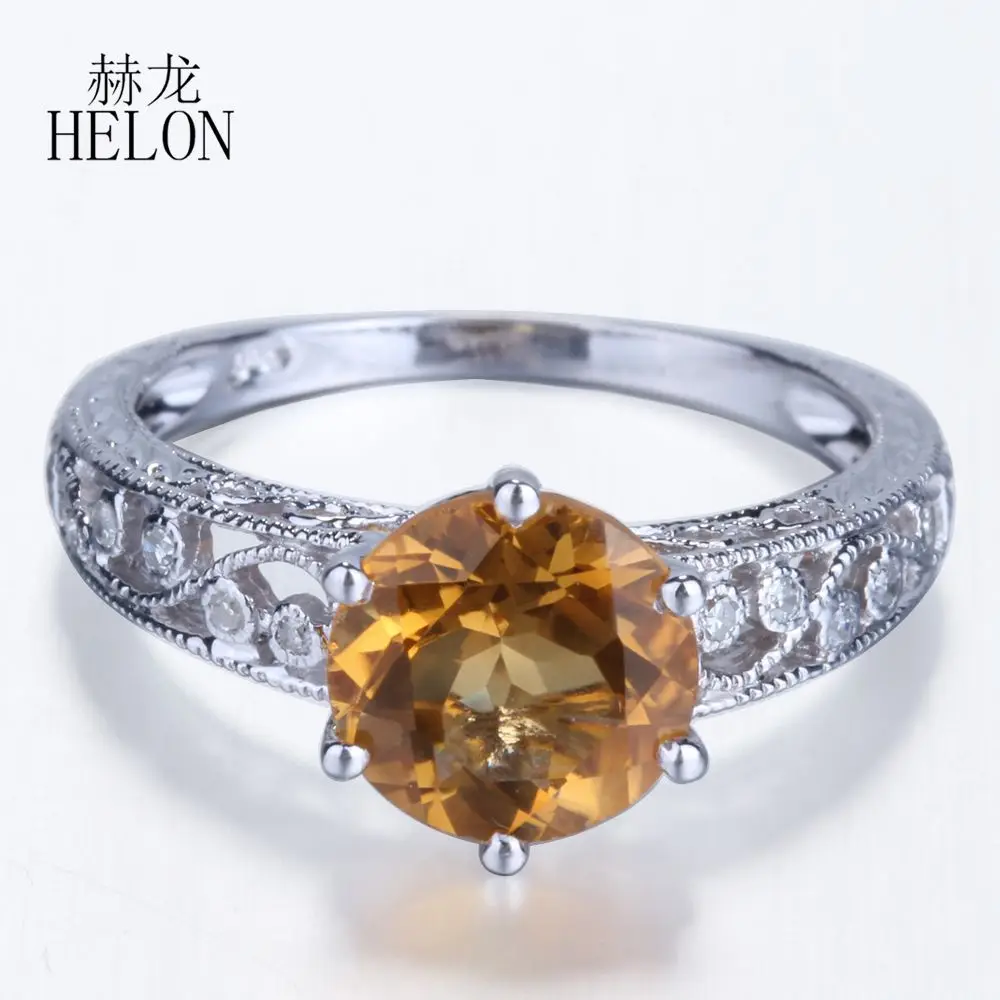 

Винтажное ювелирное изделие HELON из серебра 925 пробы в стиле модерн, модные круглые ювелирные изделия из натурального цитрина и бриллианта ка...