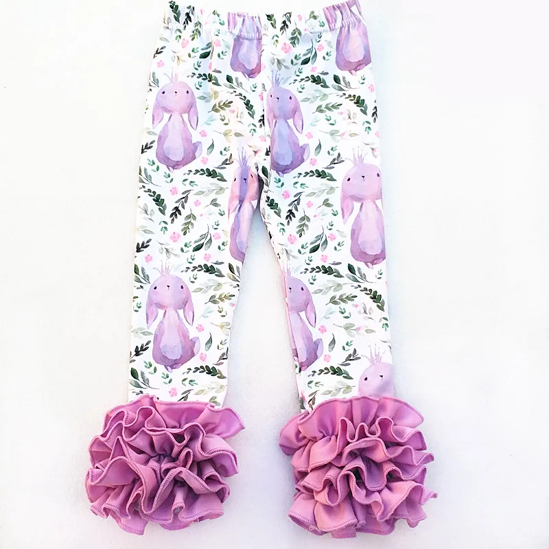 Детские леггинсы для девочек с рисунком пасхального яйца кролика штаны оборками