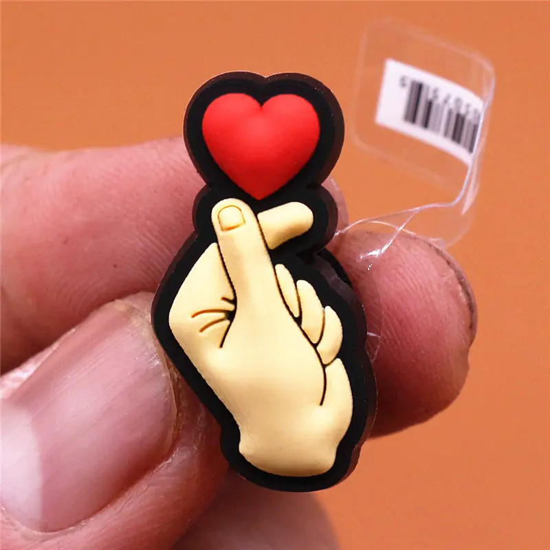 Original PVC Piano keys Croc Shoe Charms NEW Gesture love Slippers Beach Shoes Accessories Decorations for Jibz Kids Party Gifts