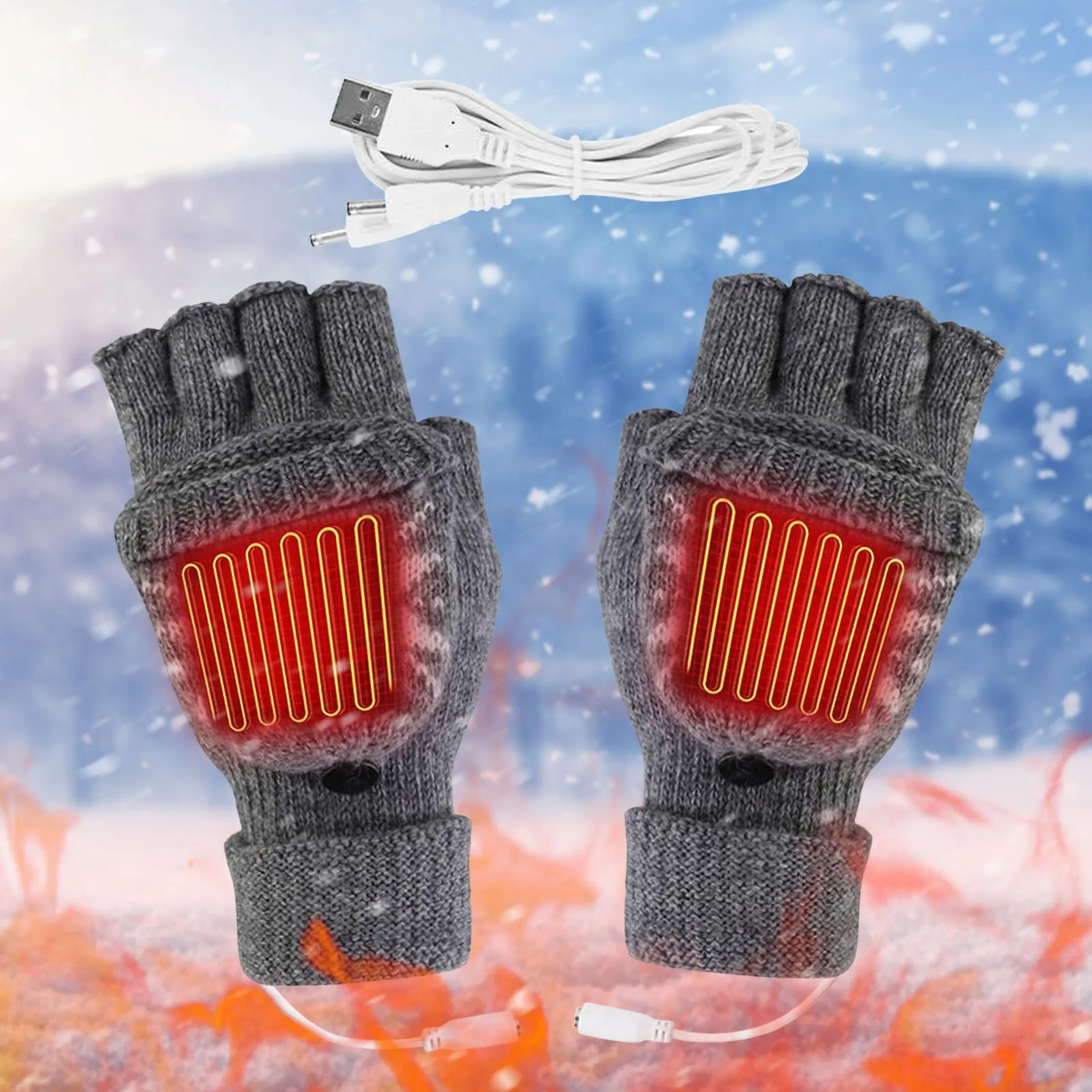 

Трикотажные перчатки с подогревом, с USB-разъемом