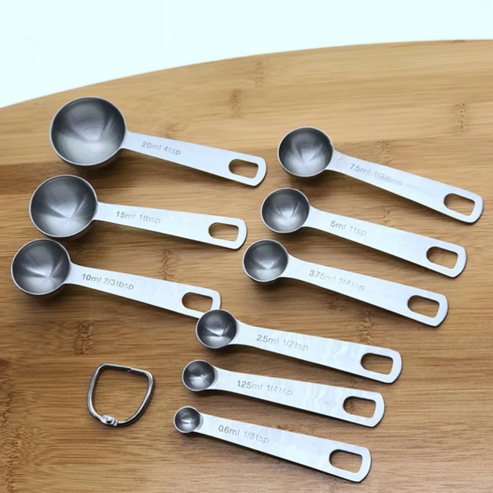 

9pcs/Set Stainless Steel Measuring Spoons with Scale Collapsible Measure Spoon Kitchen Tool for Liquid Spice Powder