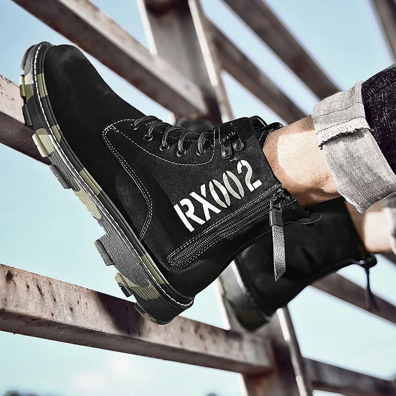 Теплые меховые зимние ботинки Мужская зимняя обувь мужская кожаная ковбойская