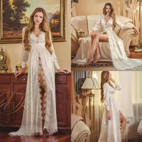 lace bridal nightgown night dress silk long sleeves nightgown nightdress women sleepwear nightwear for bridal boudoir dress
