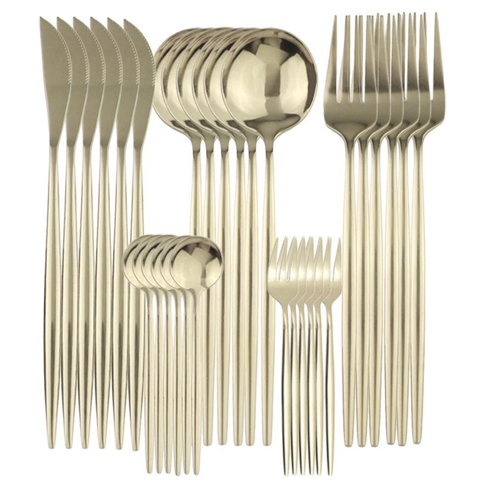 

Золотой набор столовых приборов из нержавеющей стали 6/30 предметов