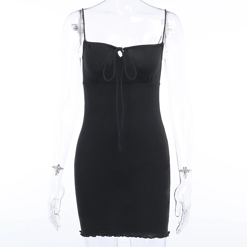 Женское облегающее платье на тонких бретельках InsGoth черное готическое мини