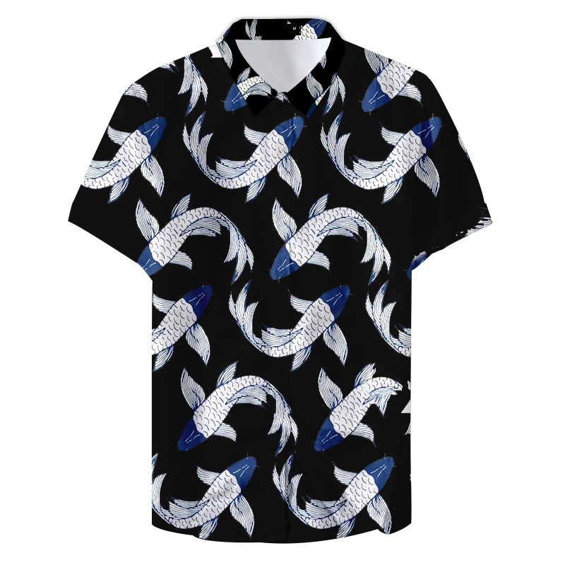 

Streetwear Hawaiian Fashion Slim Button Collar Men's 5xl Casual Shirt