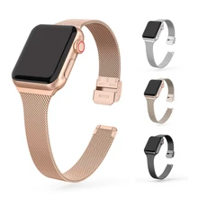 Slim Watch Band for Apple Watch SE 6/5/4 40MM 44MM Metal Bracelet Loop Strap for iWatch Series 3/2/1 38MM 40MM Wrist Watchband