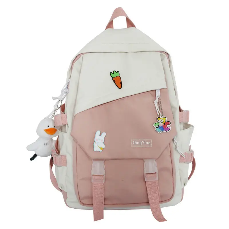 

Panelled School Bags for Teenage Girls Cute Backpack Women Student Schoolbag Nylon Bookbag 2021 New School Backpack