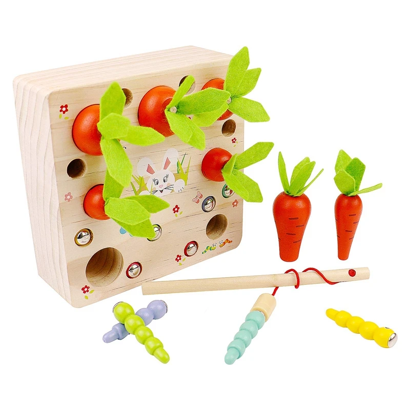 

Carrots Harvest Catching Worms Game Wooden Sorting Toys for Toddlers Gift for Preschool Kids 3 4 5 Years Old