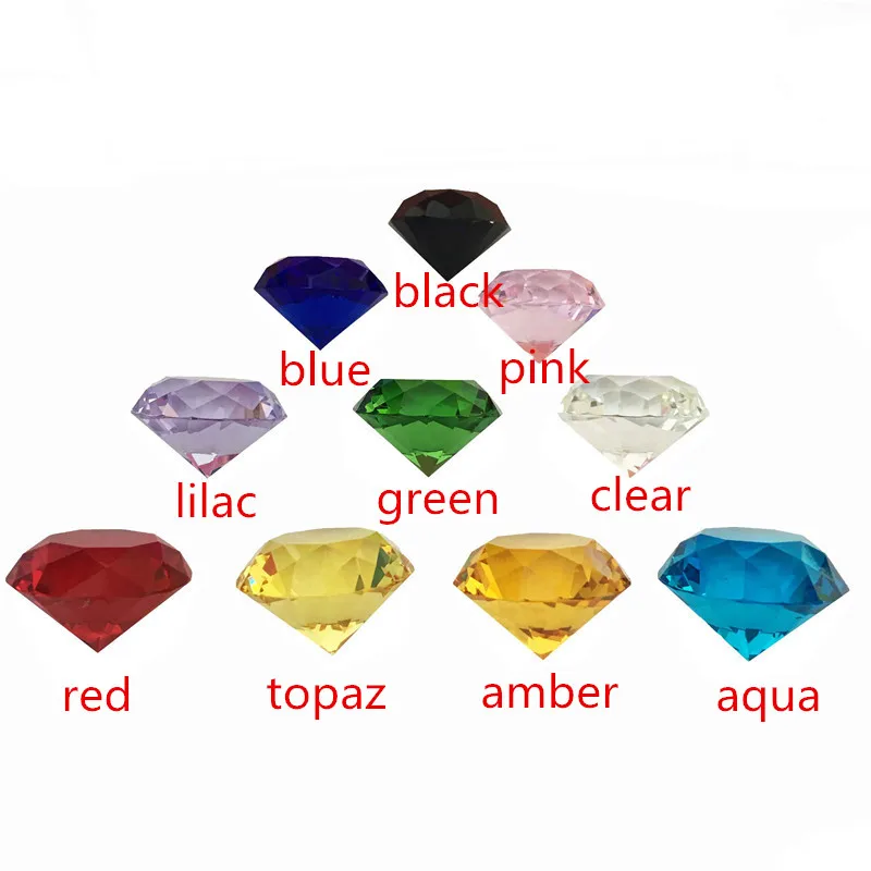 

10 Colors Big Size Crystal Diamond Paperweight Decorative Cut Glass Giant Gemstone Wedding Christmas Birthday Ornament Gifts