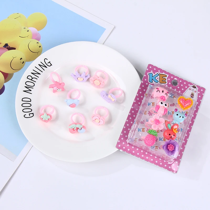 8 шт./компл. кольцо для детей ювелирные изделия модные цветные кольца милые