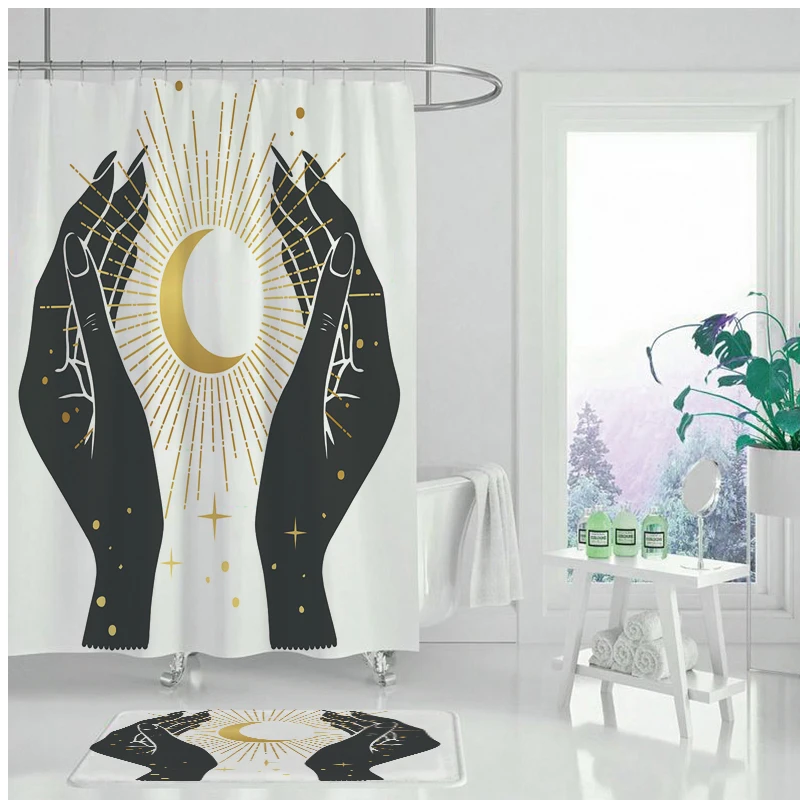 Водонепроницаемая занавеска для душа из ткани с абстрактным геометрическим