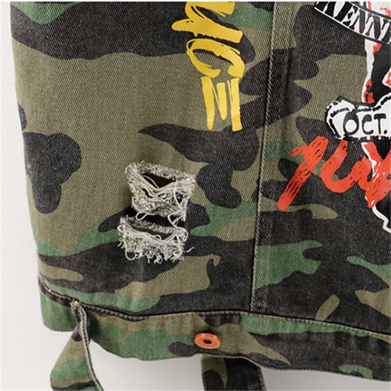 

Camouflage Denim Vest Women Sleeveless Jacket Fashion Print Hip hop Jeans Vest Coat Female Loose Denim Jackets Vests Streetwear