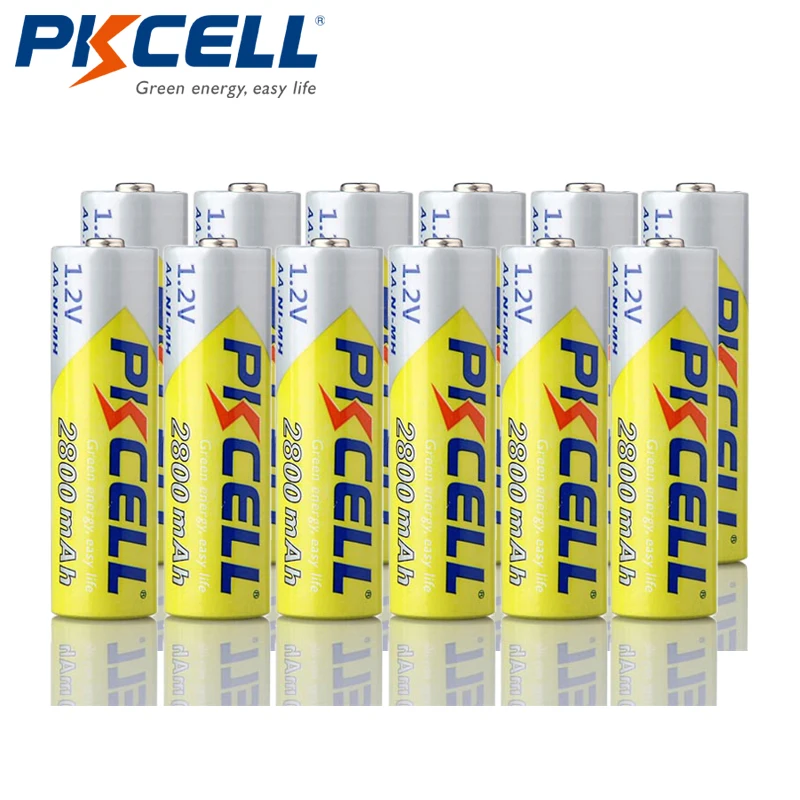 12PCS AA PKCELL Ni-MH AA батареи 2600 mAh-2800 mAh 1,2 V NiMh аккумуляторная батарея 2A батарея для фонариков камера игрушки - Цвет: 12PCS AA