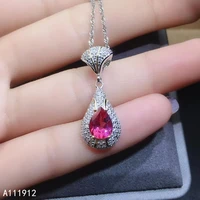 kjjeaxcmy fine jewelry natural pink topaz 925 sterling silver women pendant necklace chain support test luxury