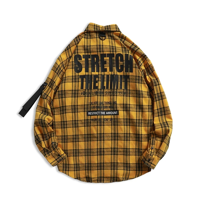 

size Harajuku plus shirt women tops techwear korean style ulzzang long shirt hip hop streetwear plaid shirt women ladies tops