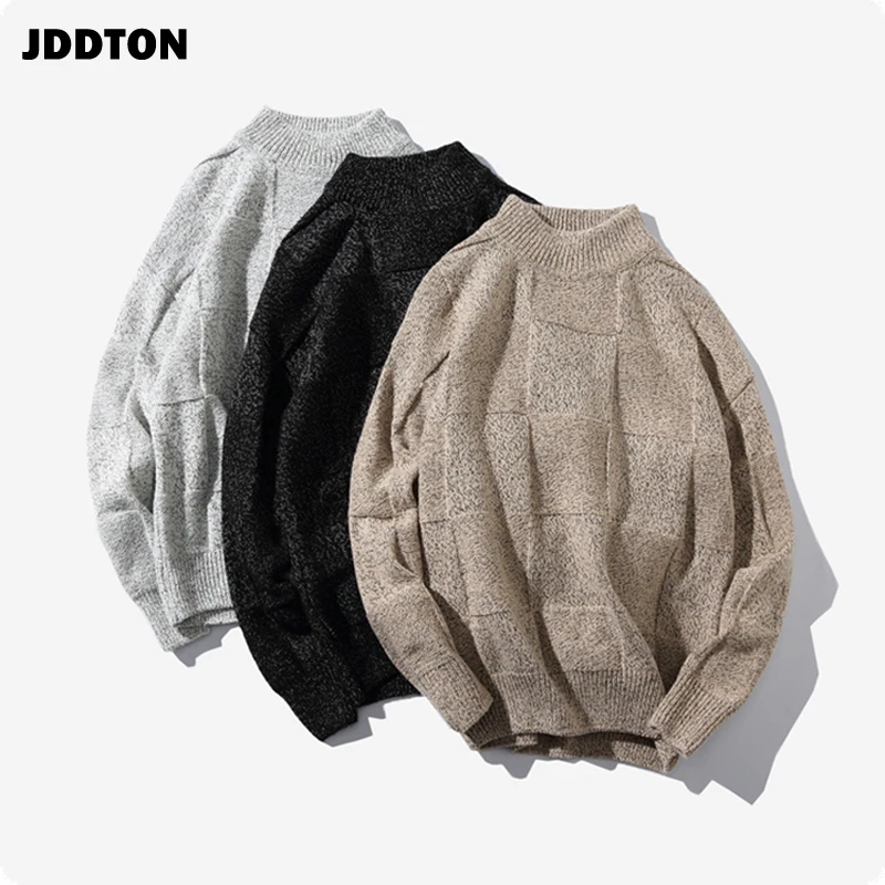 Мужской трикотажный свитер JDDTON повседневный свободный в клетку японском стиле