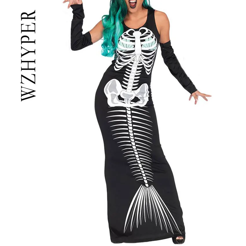 2020 маскарадные костюмы на Хэллоуин для женщин взрослых страшный костюм скелета с