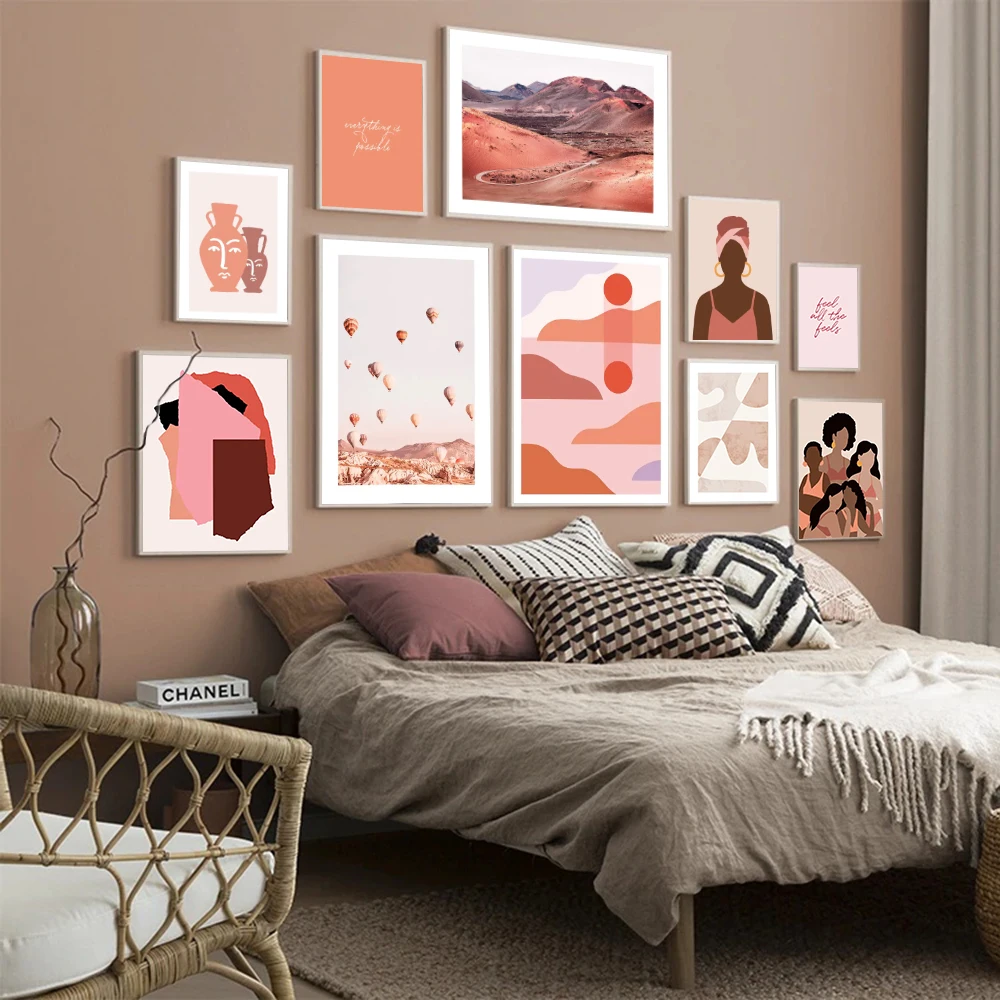 

Desert Hot Air Balloon African Woman Wall Art Canvas Painting Nordic Posters and Prints Wall Pictures for Living Home Decoration