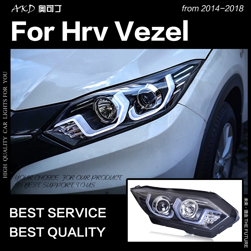 AKD автомобильный Стайлинг фары головного света для 2016up HRV Vezel светодиодный ные DRL