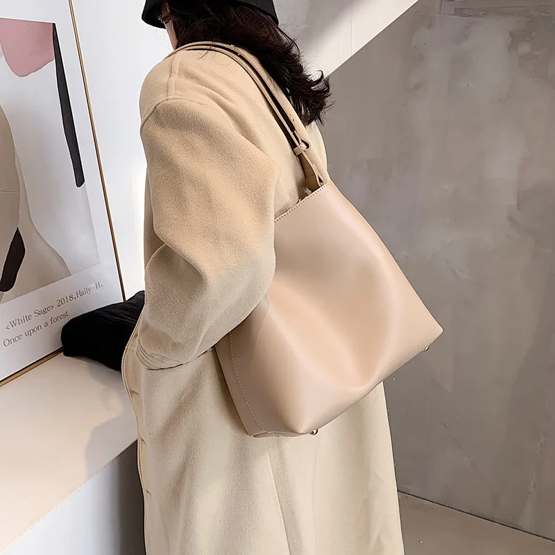 

Fashion Designer Pu Leather Women's Handbags Large Capacity Casual Ladies Tote Female Black Bucket Women Shoulder Hand Bag