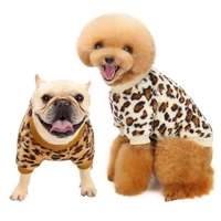 leopard dog coat winter warm plush jacket for dogs luxury dog clothes for small pet french bulldog toy terrier puppy cat sweater