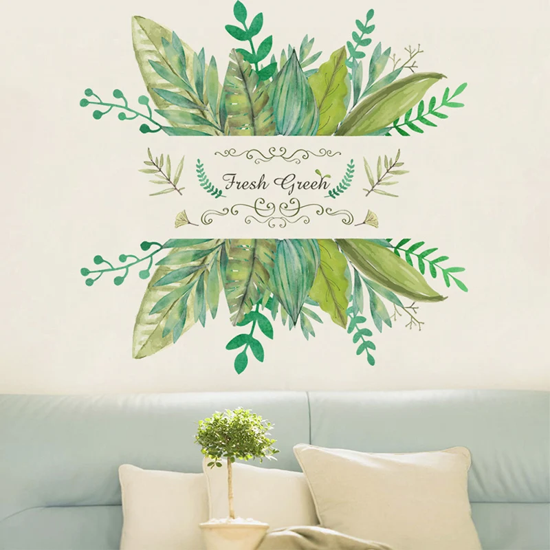 

50*70CM Jungle Green Leaves Wall Sticker Home Decoration Living Room Seaside Plant Bedroom DIY Art Wallpaper Decal Sticker