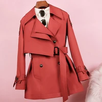 womens windbreaker outwear 2021 autumn winter korean loose lapel british style trench coat with lining ladies elegant tops h80