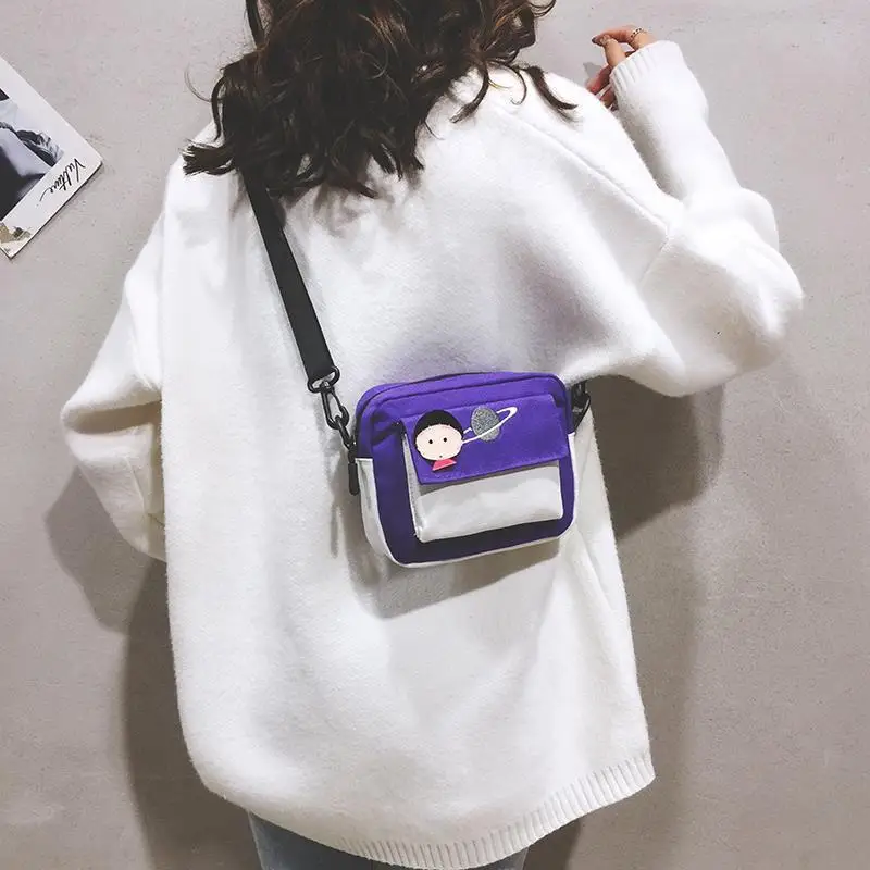 

Fashion Women Canvas Printing Star Casual Messenger Bag Korean Mini Student Bag Simple Casual Lady Flap Shoulder Bag