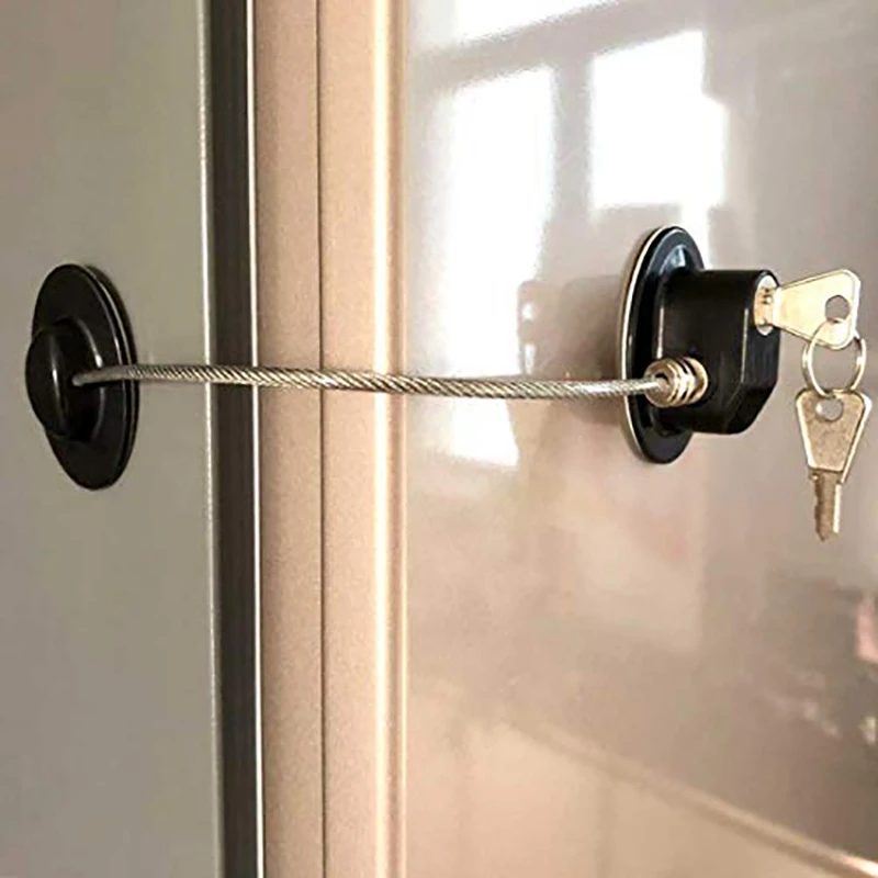 

2 Pieces Refrigerator Door Lock Strong Adhesive Freezer Door Lock File Drawer Lock Child Safety Cupboard Lock with Key
