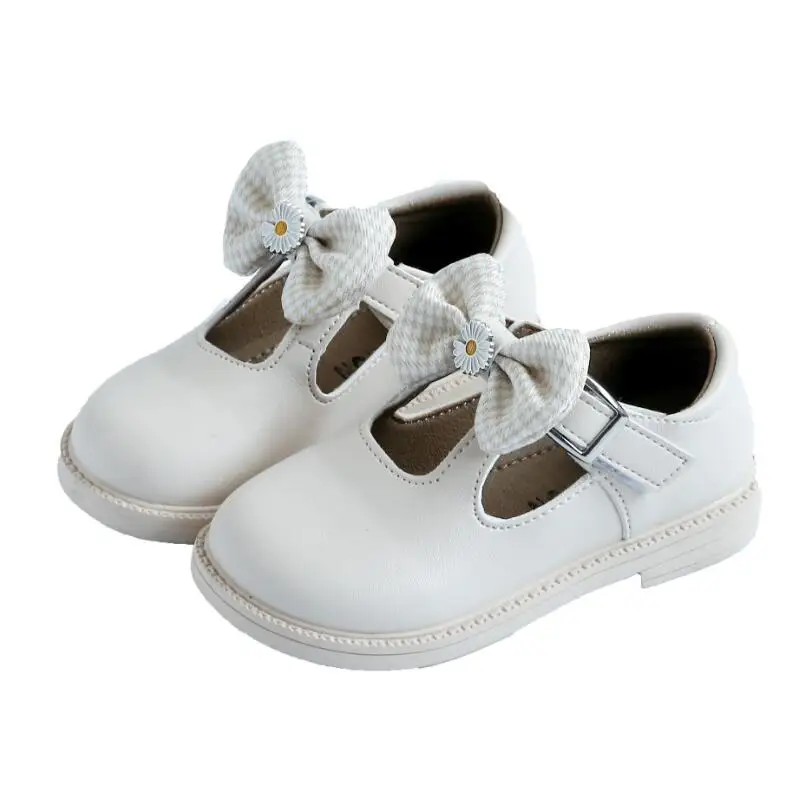 Детская обувь; Школьная обувь принцессы для девочек; Цвет белый, черный; Детские кожаные вечерние туфли на плоской подошве; Обувь для малень...