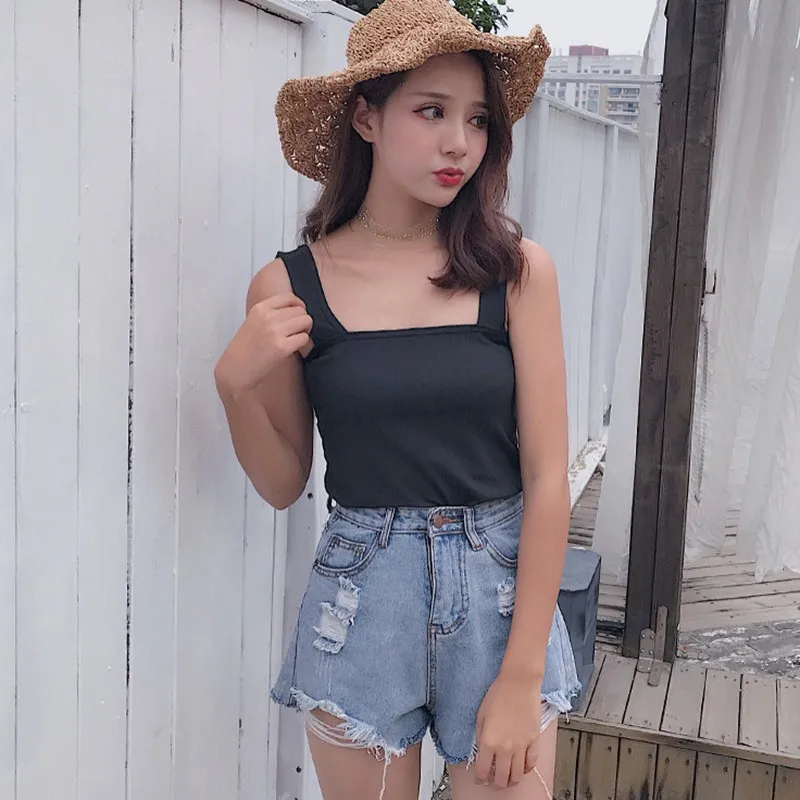 Хит 2019 Женская майка с квадратным воротником без рукавов пуловер простой модный