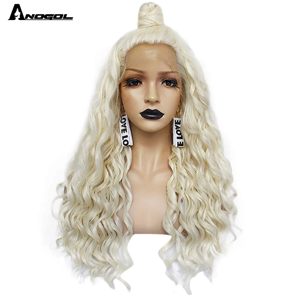 Аногол совершенно новый платиновый блонд Высокая температура волокна длинные