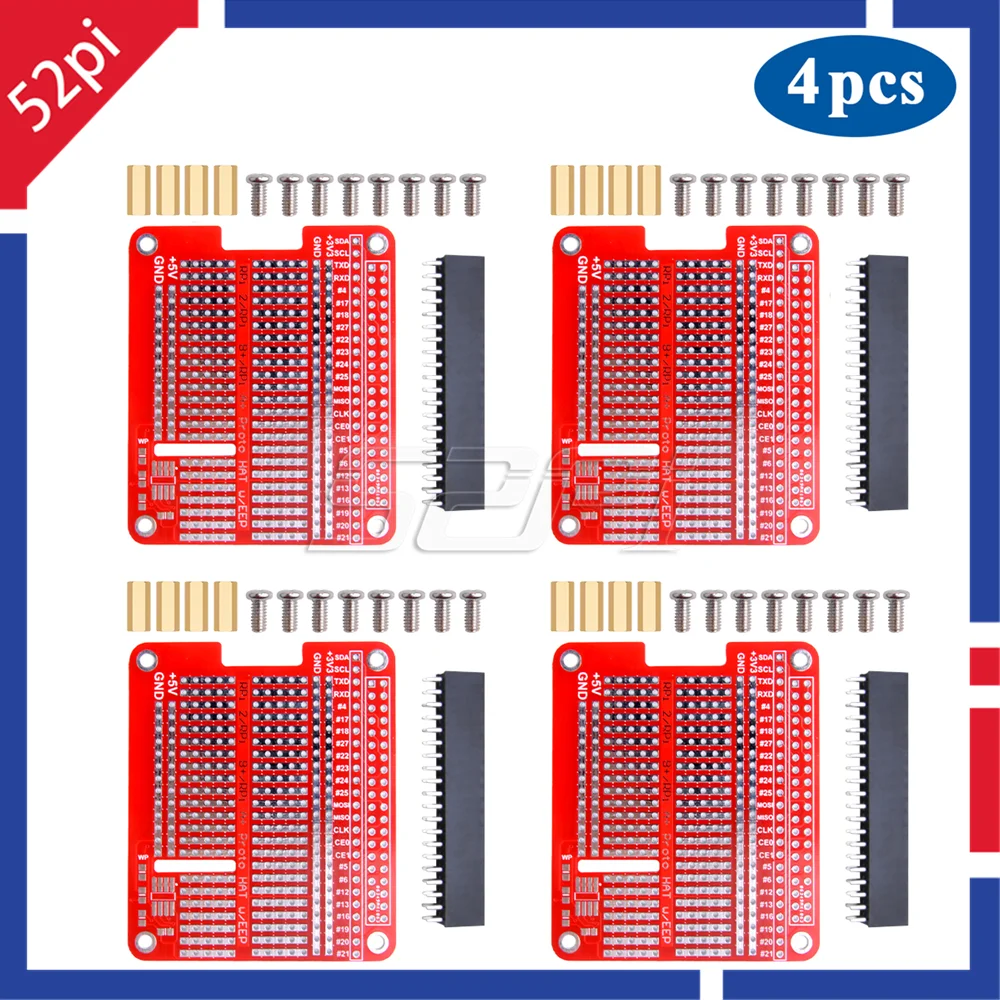 52Pi 4 шт. прототип шляпа макет DIY Прототип щит для Raspberry Pi 2 / 3 Модель B +|Аксессуары